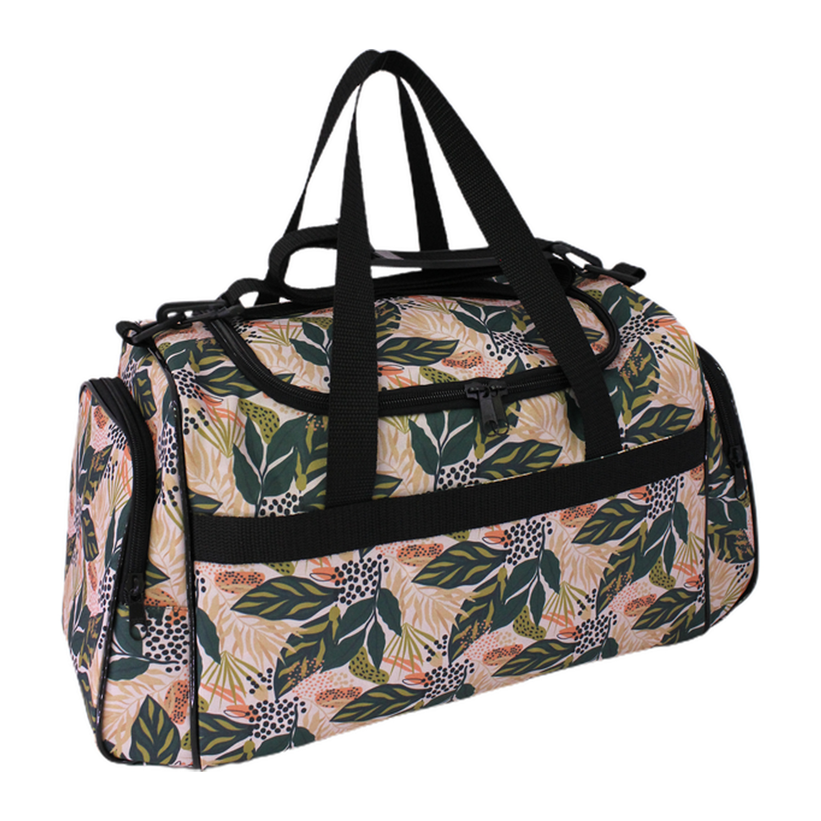 Bolsa de viagem feminina média LS Bolsas floral verde – BV6460